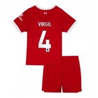 Liverpool Virgil van Dijk #4 Heimtrikotsatz Kinder 2023-24 Kurzarm (+ Kurze Hosen)